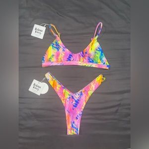 Kulani Kinis Bikini - NWT - Large - Fluro Flamingo - Bralette top & High leg Bot